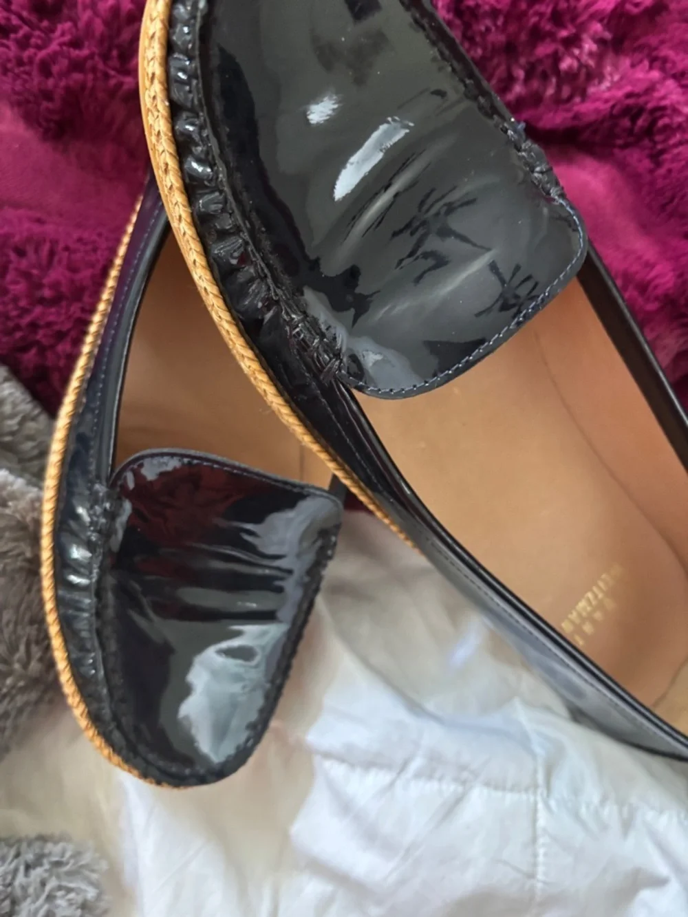 Stuart Weitzman Black Patent Leather Espadrille Loafers worn twice 6 1/2